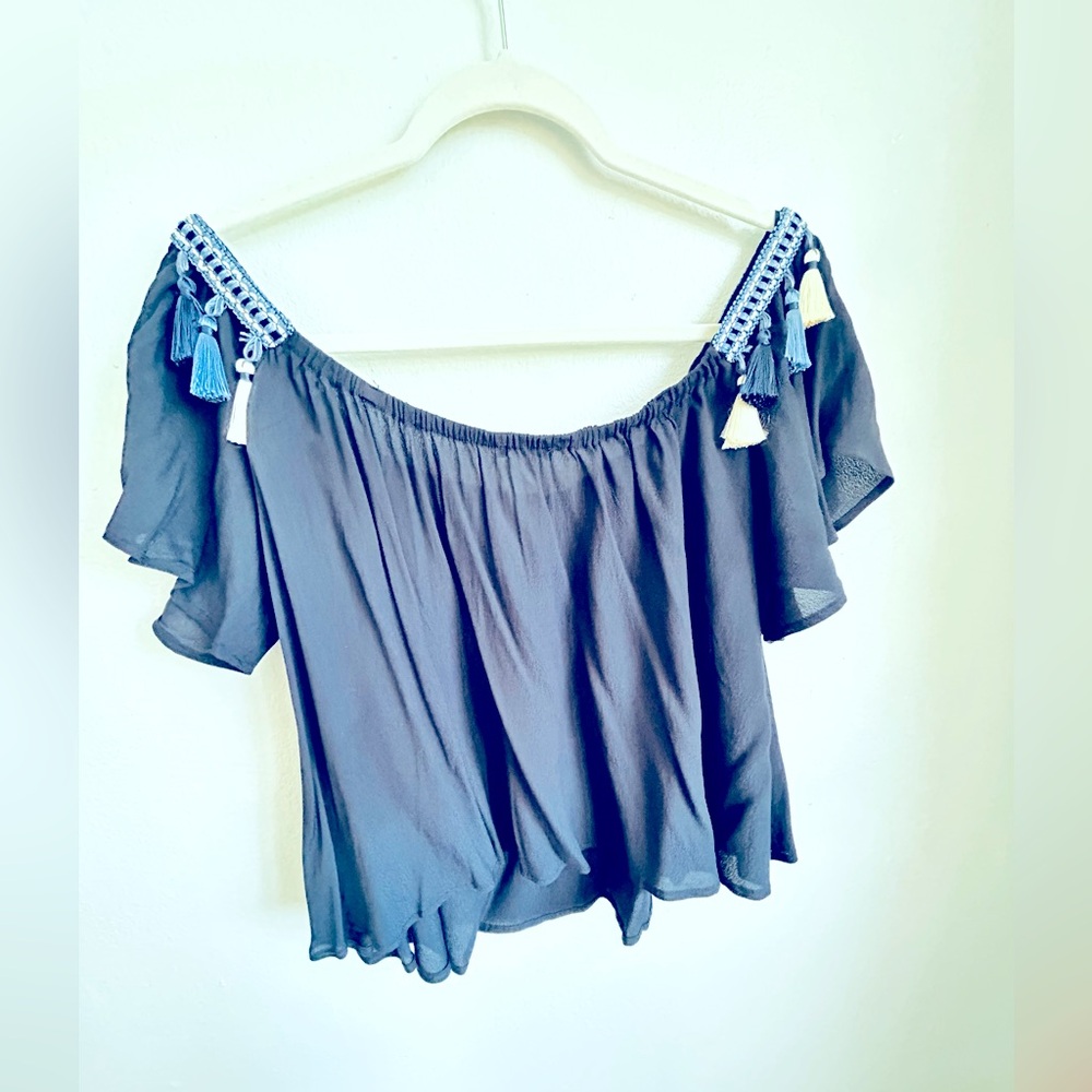 Off Shoulder Top, Fashion Nova Brand Blue XL - Picture 6 of 6